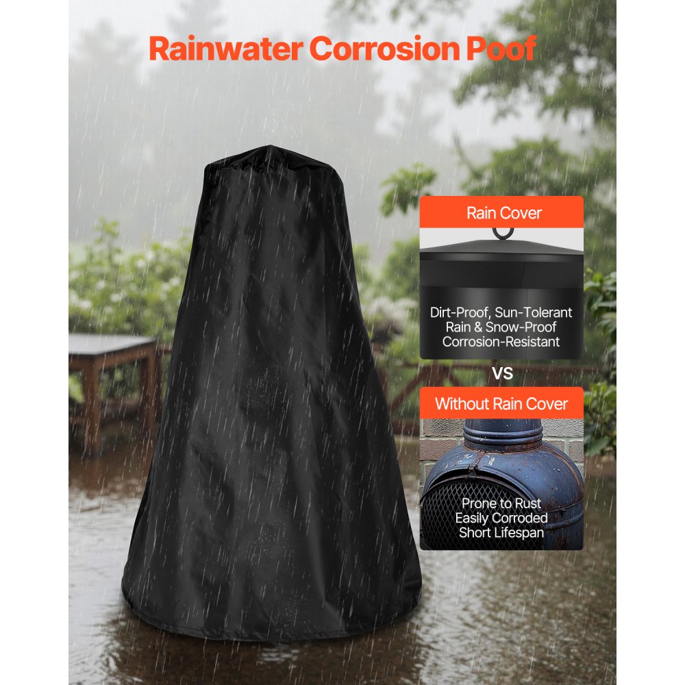 559 mm Chiminea Outdoor Iron Fireplace with Grill Mesh & Chimney Coat