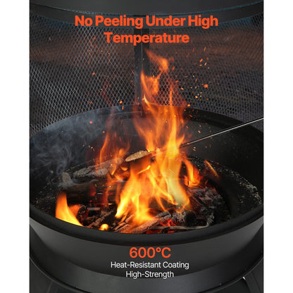 559 mm Chiminea Outdoor Iron Fireplace with Grill Mesh & Chimney Coat