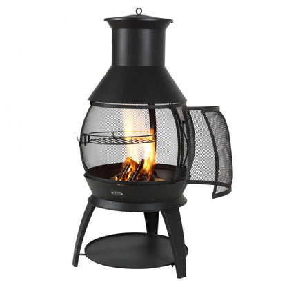 559 mm Chiminea Outdoor Iron Fireplace with Grill Mesh & Chimney Coat