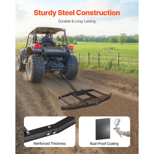 VEVOR Drag Harrow 66" Width Tow Behind Drag Harrow Steel Gravel Grader ATV UTV