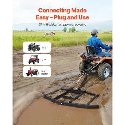 VEVOR Drag Harrow 66" Width Tow Behind Drag Harrow Steel Gravel Grader ATV UTV