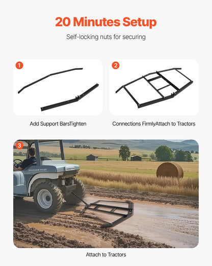 Drag Harrow, 1880 mm Width Tow Behind Drag Harrow, Q235 Steel Driveway Grader with Adjustable Bars & Pin Hitch, Support up to 50 lbs, Tractor Driveway Harrow for ATVs, UTVs, Garden Lawn Tractors