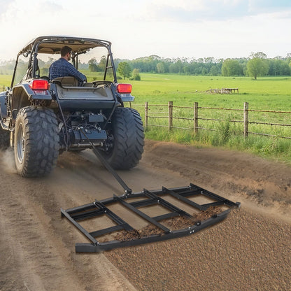 Drag Harrow, 2150 mm Width Tow Behind Drag Harrow, Q235 Steel Driveway Grader with Adjustable Bars & Pin Hitch, Support up to 50 lbs, Tractor Driveway Harrow for ATVs, UTVs, Garden Lawn Tractors