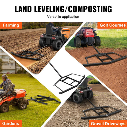 67 cm Wide Tow-Behind Driveway Grader, Heavy-Duty Q235 Steel Harrow for Tractors