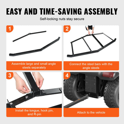 Tow-Behind Drag Harrow, 1.94m Wide, Q235 Steel for ATV/UTV Garden Tractors