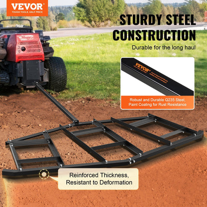 Tow Behind Drag Harrow, 2.13m Wide, Q235 Steel Grader for ATVs & Tractors