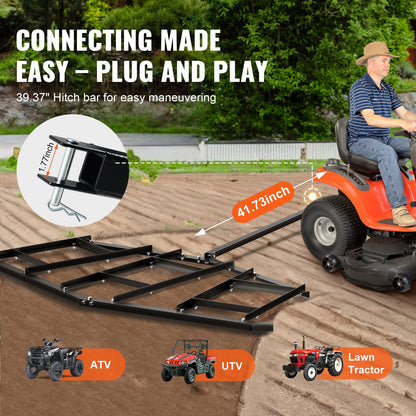 VEVOR Driveway Drag, 84" Width Tow Behind Drag Harrow, Q235 Steel Driveway Grader