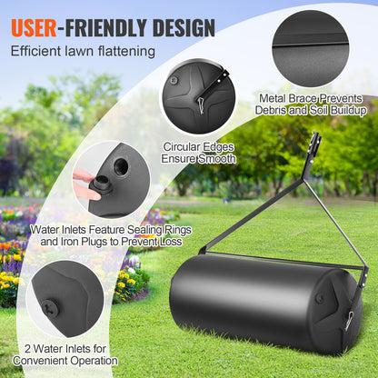 VEVOR Tow Behind Lawn Roller, 400lbs Sand/Water Filled Yard Roller, LLDPE Drum and