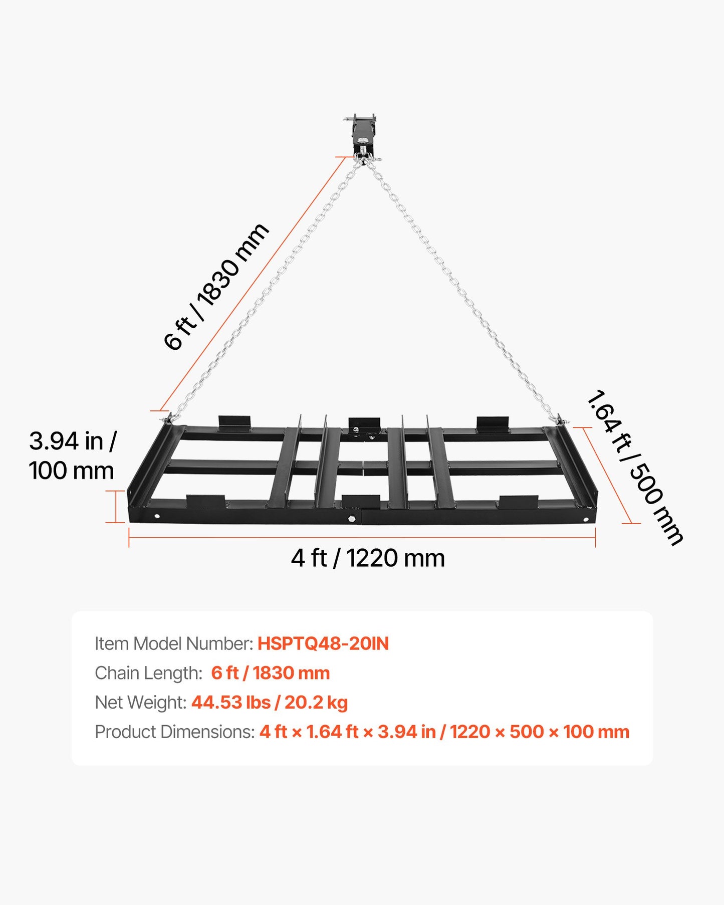 Drag Harrow, 122 x 50 cm, Tow-Behind Driveway Grader with Adjustable Width & 50lbs Load Capacity, Heavy Duty Lawn Leveling Rake, Galvanized Steel Gravel Driveway Drag, Fits ATVs UTVs Tractors