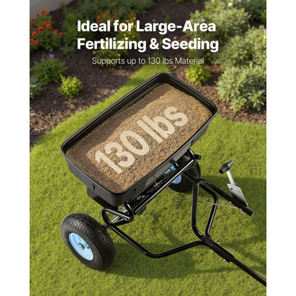 Tow-Behind Broadcast Spreader 130LB 15 Setting 0-9.8 ft Spreading Width for Seed
