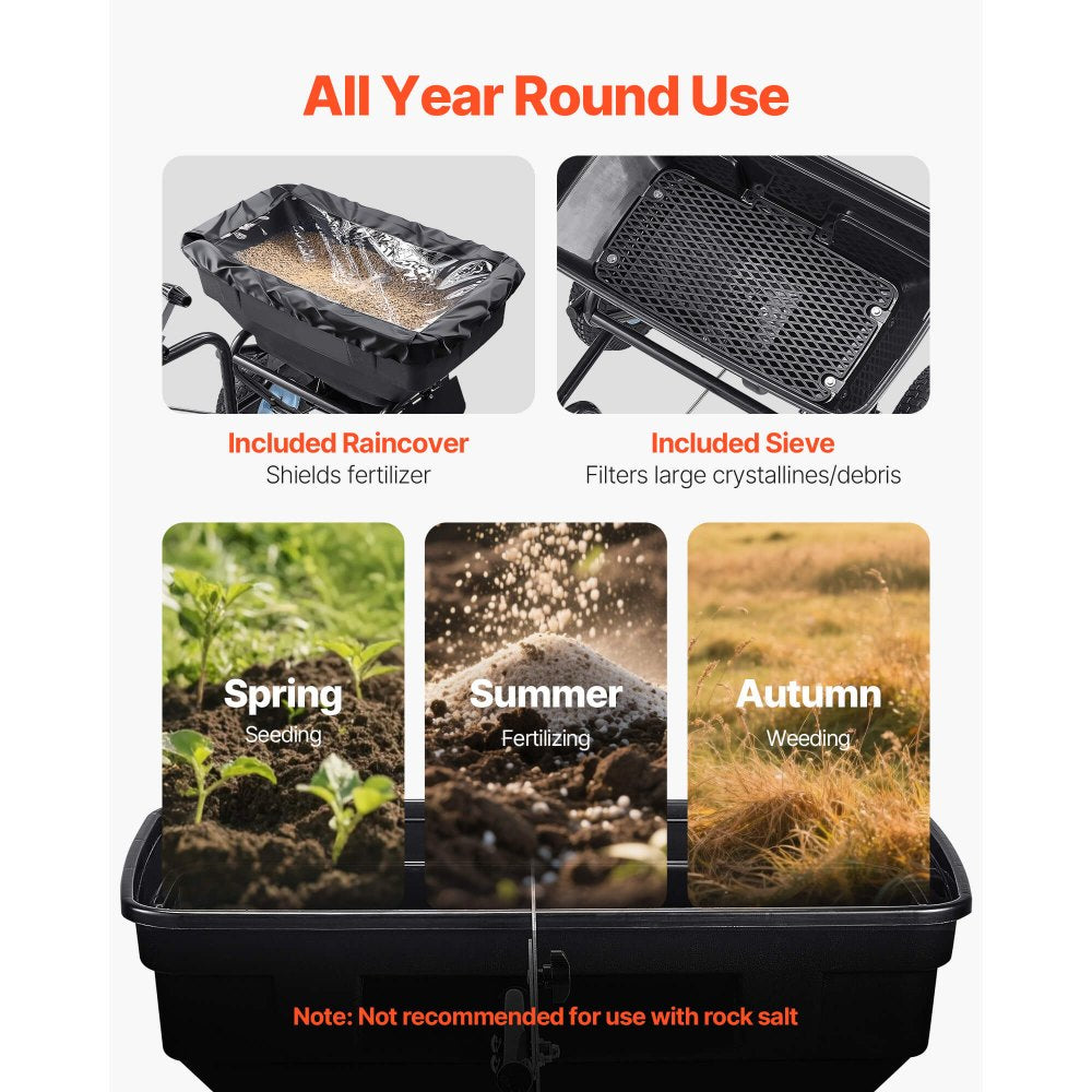 Tow-Behind Broadcast Spreader 130LB 15 Setting 0-9.8 ft Spreading Width for Seed