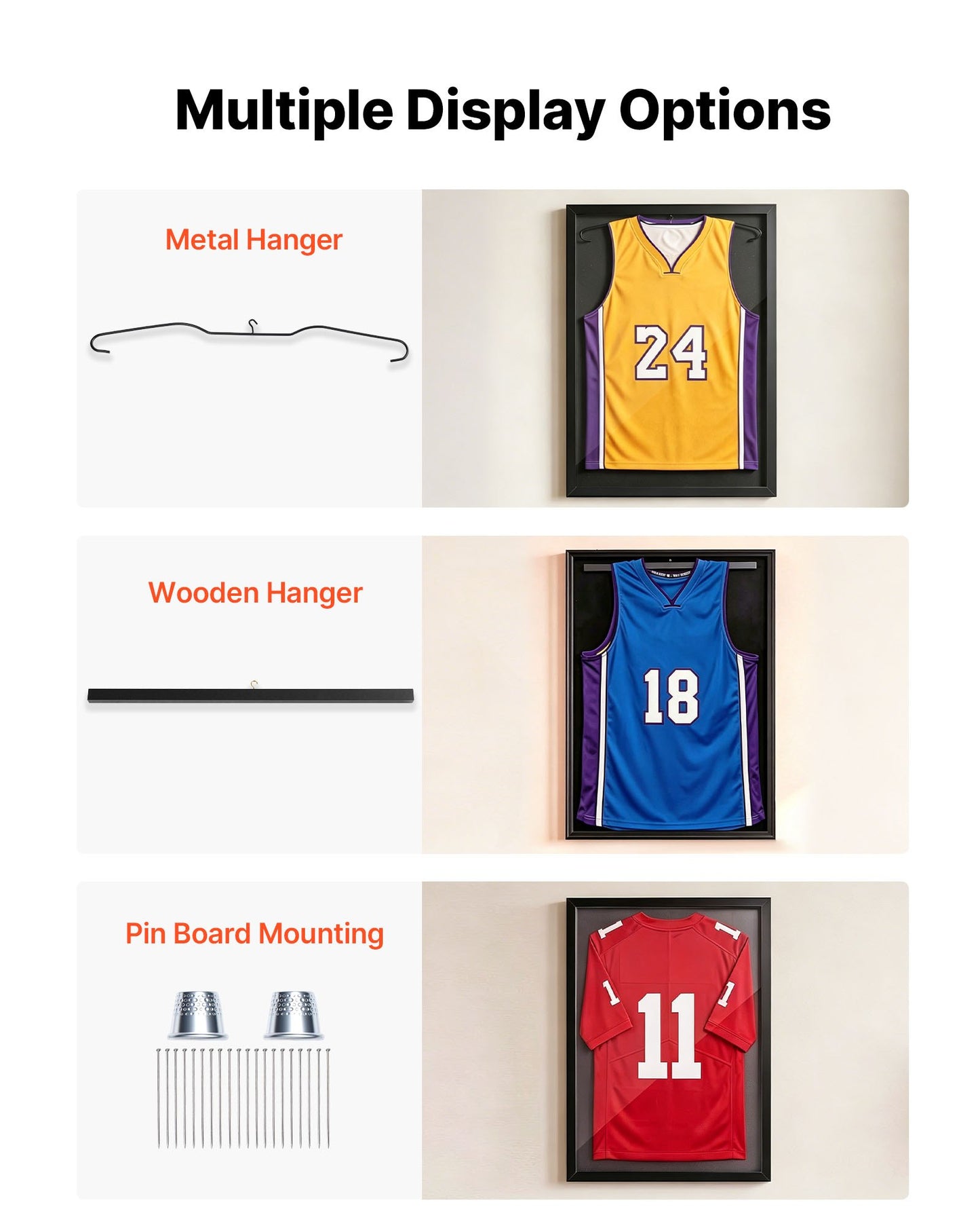 Jersey Frame Display Case, 79.5x 59x 4 cm, Wooden Sport Jersey Shadow Box with 98% UV Protection PC Panel and Hanger, Magnetic Lock, for Baseball Basketball Football Hockey Shirt Uniform, 2 Pack