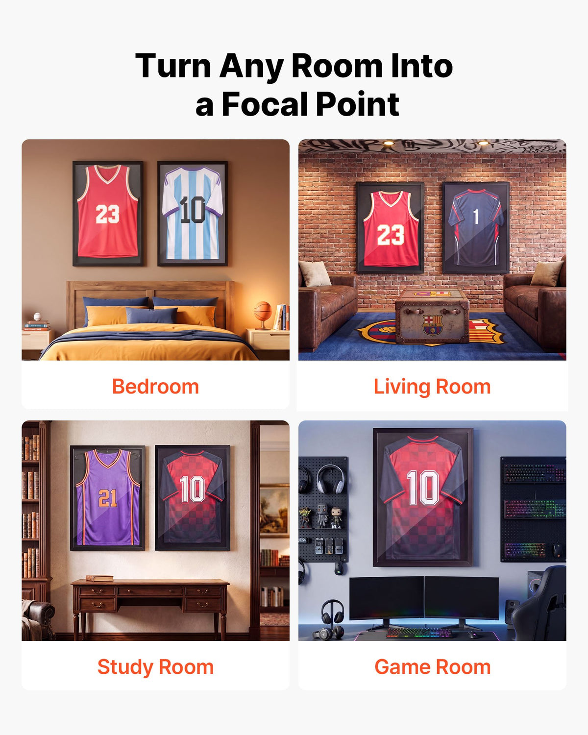 Jersey Frame Display Case, 79.5x 59x 4 cm, Wooden Sport Jersey Shadow Box with 98% UV Protection PC Panel and Hanger, Magnetic Lock, for Baseball Basketball Football Hockey Shirt Uniform, 2 Pack