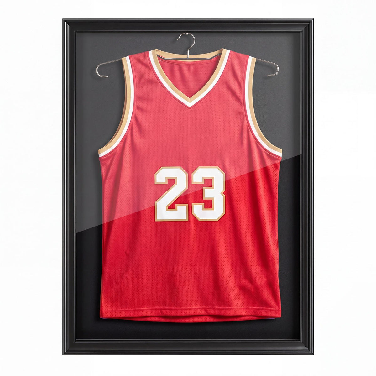Jersey Frame Display Case, 90 x 70 x 4 cm, Lockable Wooden Sport Jersey Shadow Box with 98% UV Protection PC Panel and Hanger, for Baseball Basketball Football Hockey Shirt Sport and Uniform