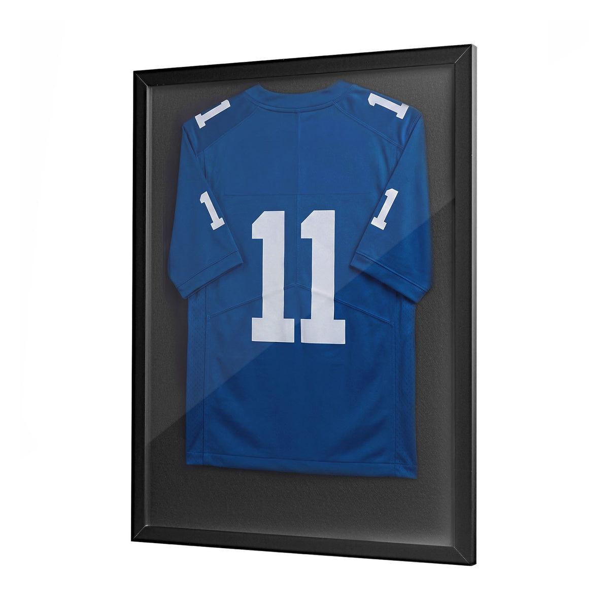 Jersey Frame Display Case, 90 x 70 x 3 cm, Wooden Sport Jersey Shadow Box with 98% UV Protection PC Panel and Hanger, for Baseball Basketball Football Hockey Shirt Sport and Uniform, Black