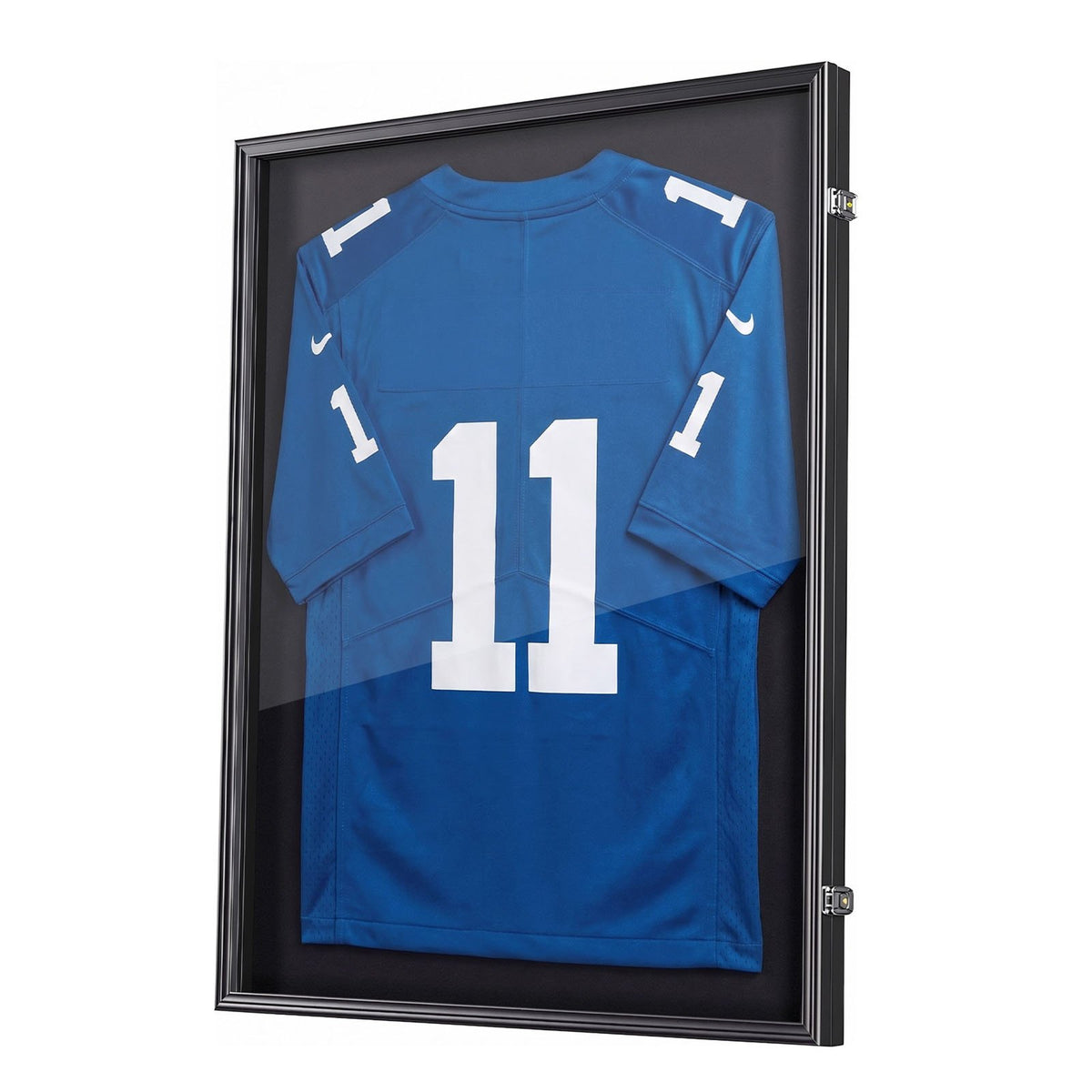 Jersey Frame Display Case, 92.5 x 71.8 x 4 cm, Wooden Sport Jersey Shadow Box with 98% UV Protection PC Panel and Hanger, Magnetic Lock, for Baseball Basketball Football Hockey Shirt Uniform
