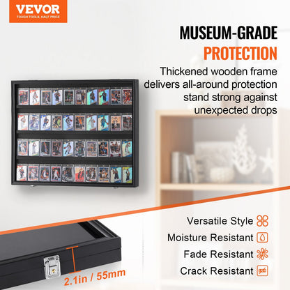 Lockable Sports Card Display Case with UV Protection, 0.78 x 0.62 x 0.055 m