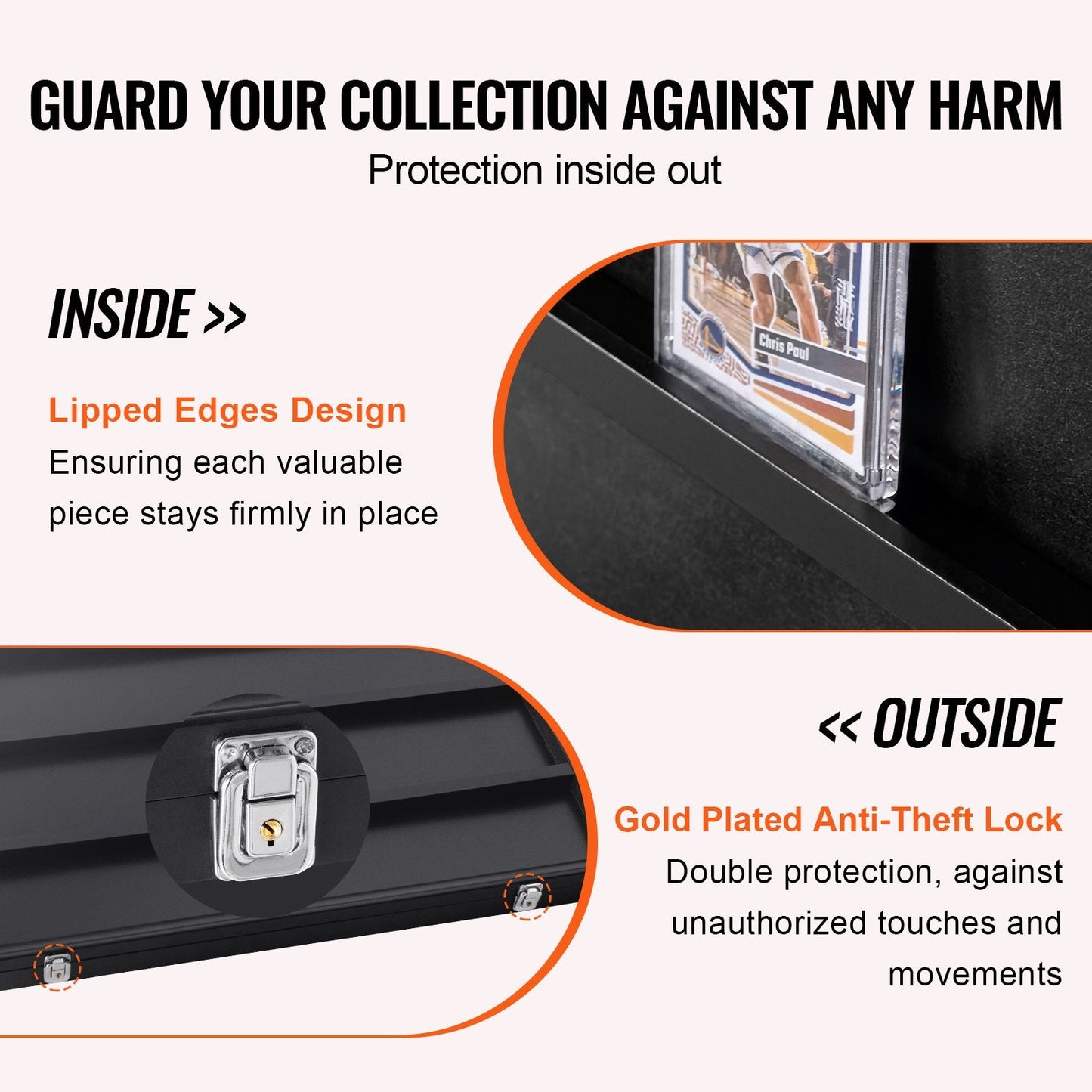 Lockable Sports Card Display Case with UV Protection, 0.78 x 0.62 x 0.055 m