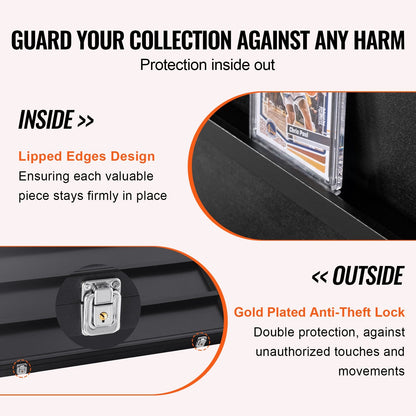 Lockable Sports Card Display Case with UV Protection, 0.78 x 0.62 x 0.055 m