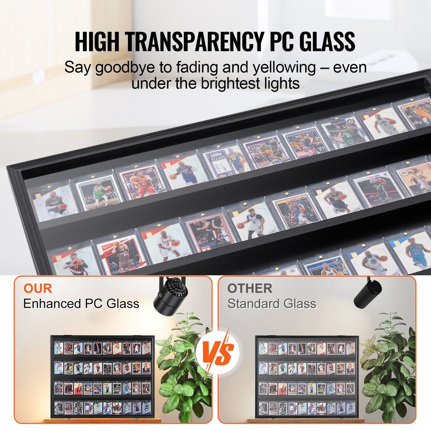 Lockable Sports Card Display Case with UV Protection, 0.78 x 0.62 x 0.055 m