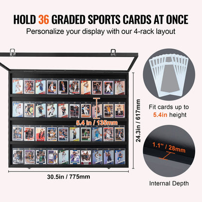Lockable Sports Card Display Case with UV Protection, 0.78 x 0.62 x 0.055 m
