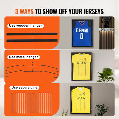 VEVOR 2PCs Jersey Display Frame Case, 590 x 790 x 40 mm, Large Lockable Sport Jersey