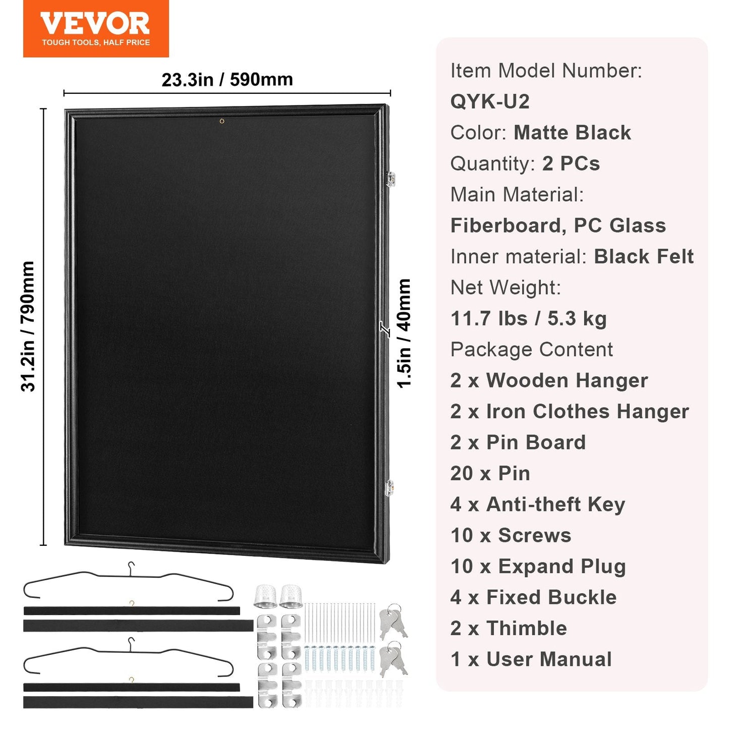Lockable Sports Jersey Display Case with UV Protection, 0.59 x 0.79 x 0.04 m