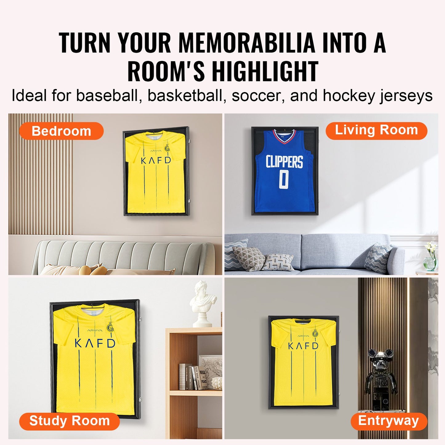 VEVOR Jersey Display Frame Case, 610 x 812 x 40 mm, Large Lockable Sport Jersey