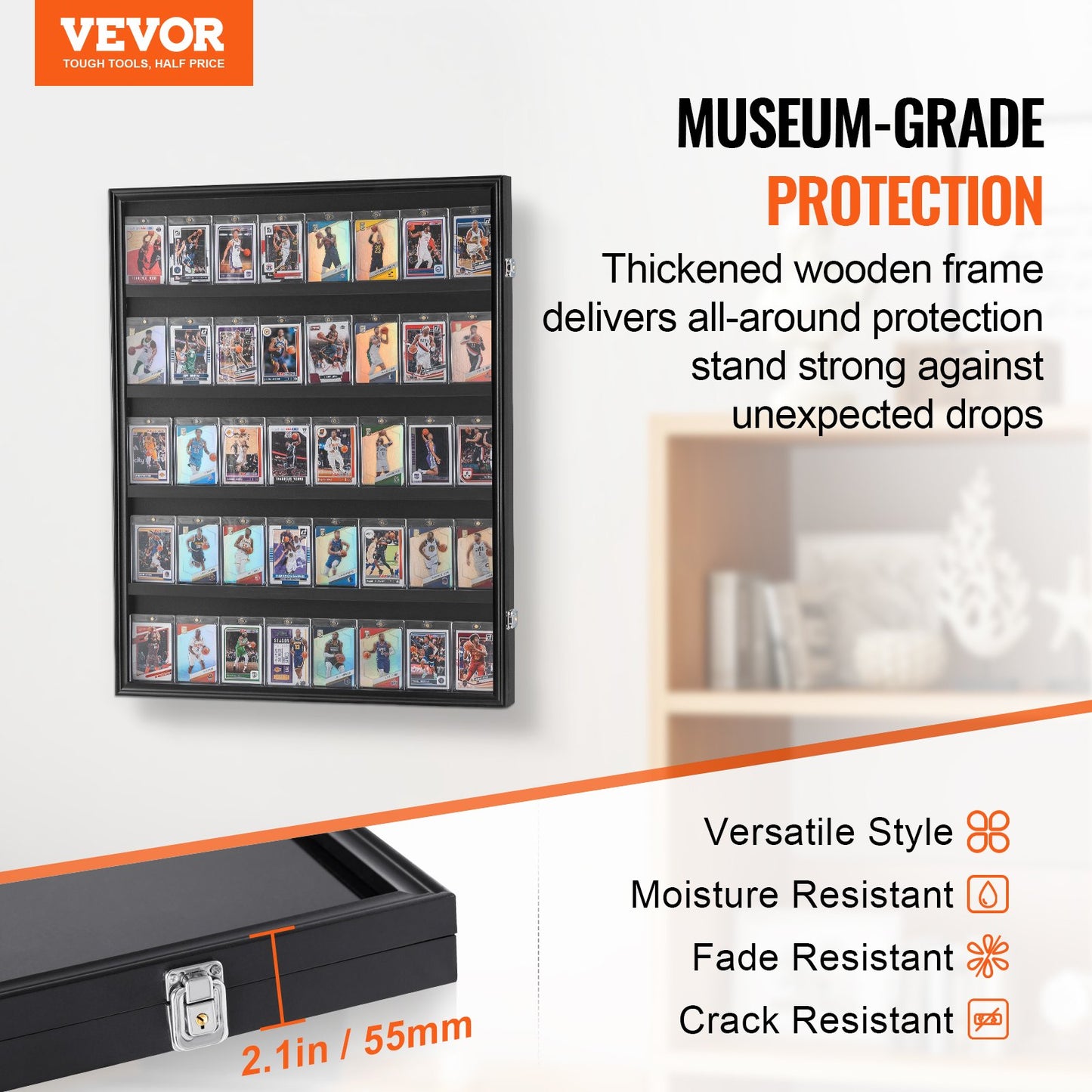VEVOR 35 Graded Sports Card Display Case, 617 x 775 x 55 mm, Baseball Card Display