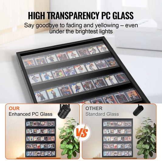 Lockable Sports Card Display Case with UV Protection, 0.617 x 0.775 m, Matte Black