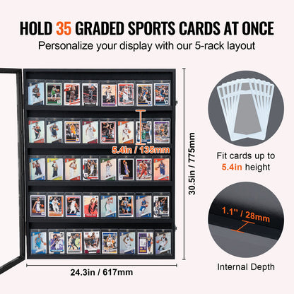 VEVOR 35 Graded Sports Card Display Case, 617 x 775 x 55 mm, Baseball Card Display