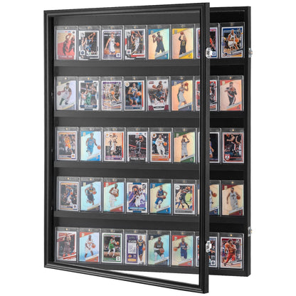 Lockable Sports Card Display Case with UV Protection, 0.617 x 0.775 m, Matte Black
