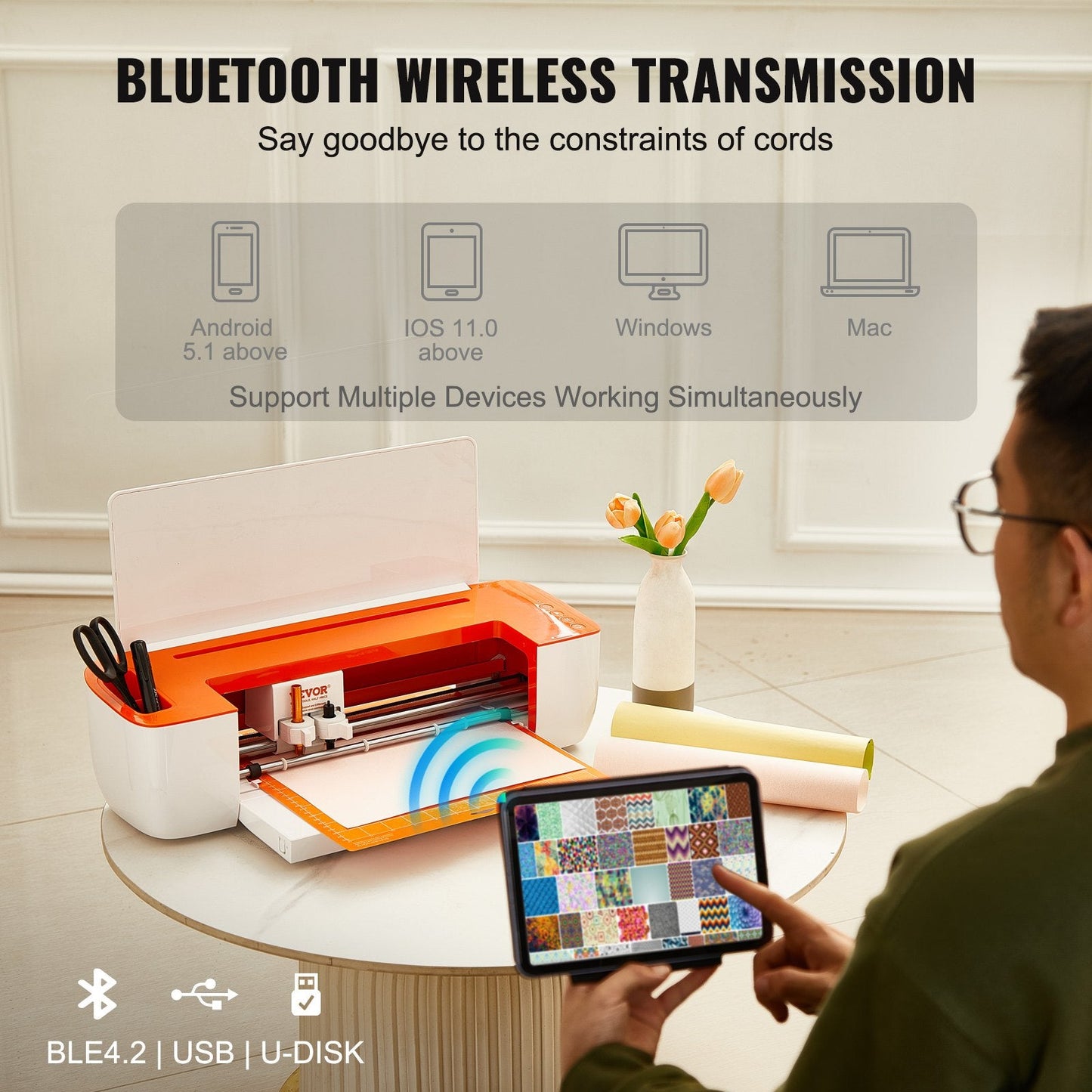 Bluetooth Vinyl Cutter with Wireless Connectivity, Compatible with iOS & Android