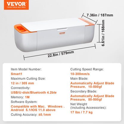 VEVOR Vinyl Cutter Machine, Bluetooth Connectivity DIY Cutting Machine, Compatible