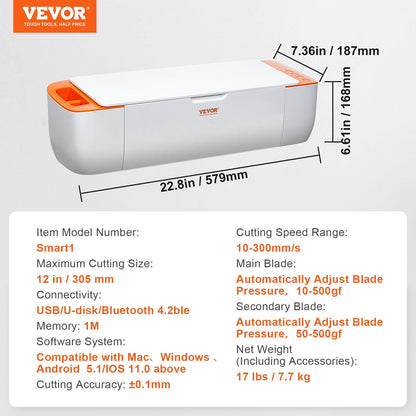 Bluetooth Vinyl Cutter with Wireless Connectivity, Compatible with iOS & Android