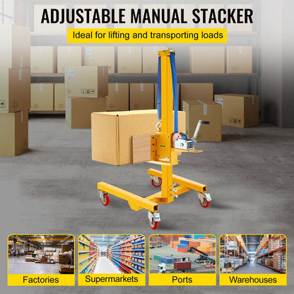 VEVOR Manual Winch Stacker, 9.4\" - 72\" Height Range, 19.7\" Length x 15.7\" Width