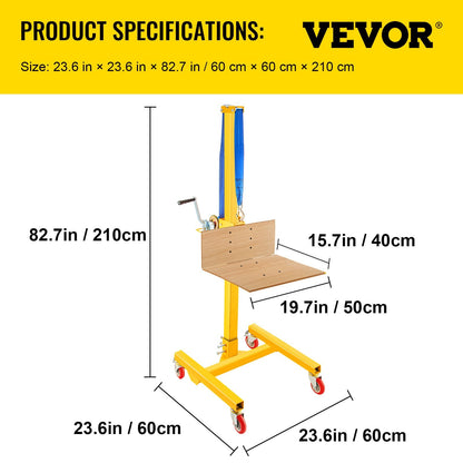 Manual Winch Stacker, Adjustable Height 0.24m-1.83m, 150kg Capacity, Steel Lift