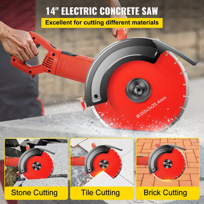 Electric 1800W Concrete Saw with 355mm Blade for Masonry and Stone Cutting