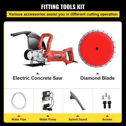 Electric 1800W Concrete Saw with 355mm Blade for Masonry and Stone Cutting