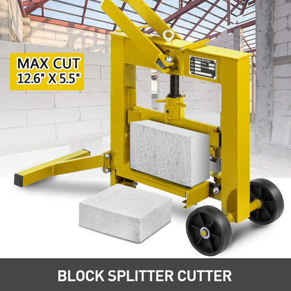 Manual Paver Splitter with 0.32m Cut Length & Portable Wheels - Yellow