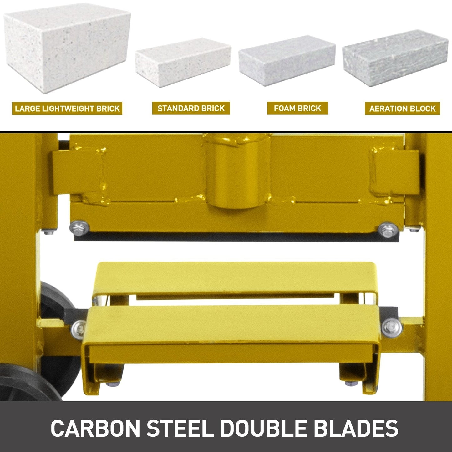 Manual Paver Splitter with 0.32m Cut Length & Portable Wheels - Yellow