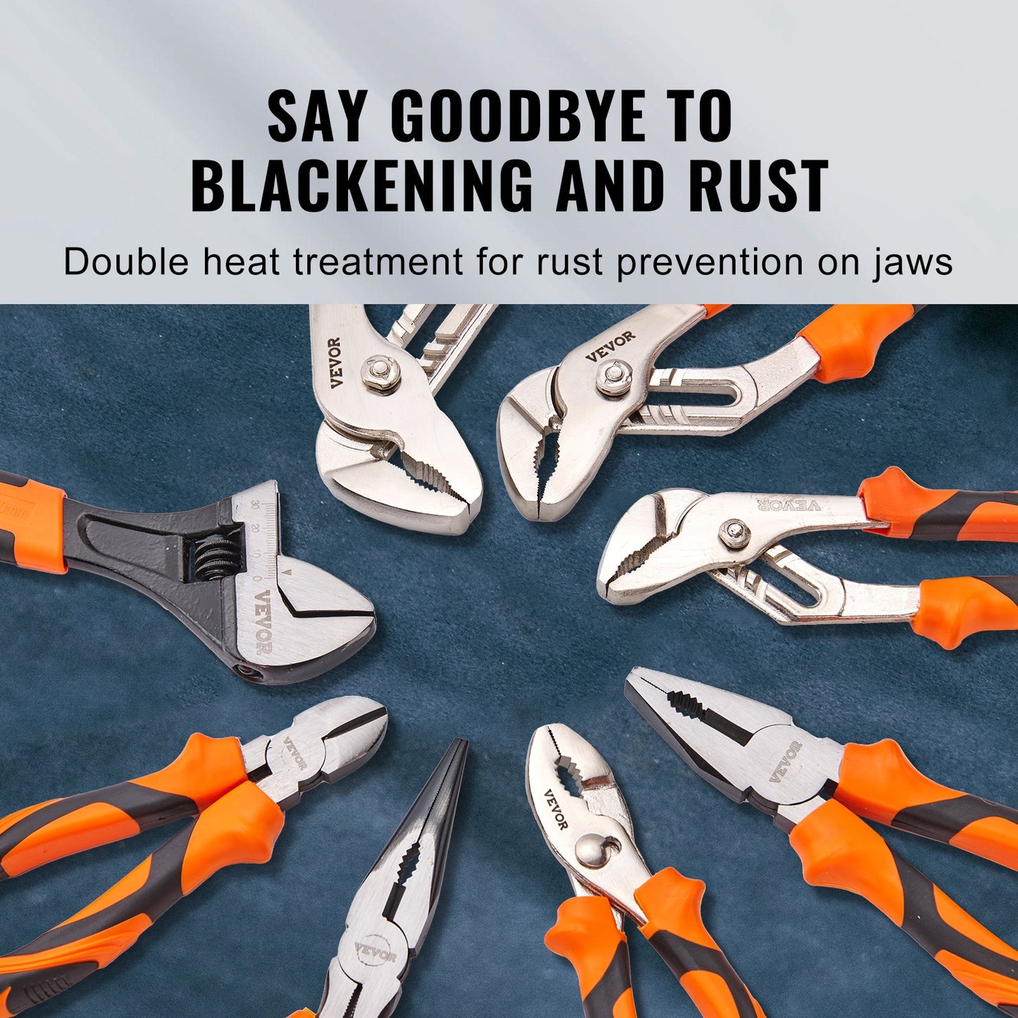 VEVOR Pliers Set Groove Joint Pliers 8-Piece High Carbon Steel 12