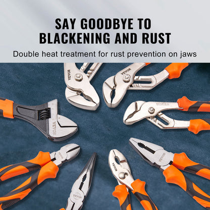 VEVOR Pliers Set Groove Joint Pliers 8-Piece High Carbon Steel 12