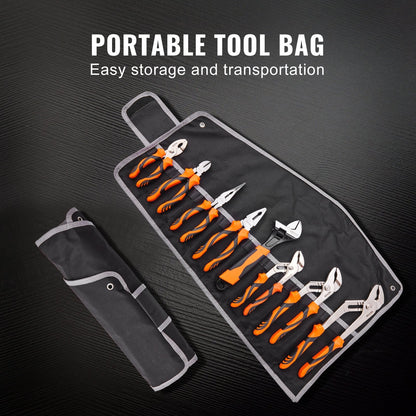 8-Piece High Carbon Steel Pliers Set with Tool Bag, 2.7 kg, 0.3 m Handles