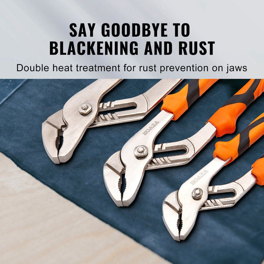 3-Piece Groove Joint Water Pump Pliers Set with TPR Handles, 1.25 kg