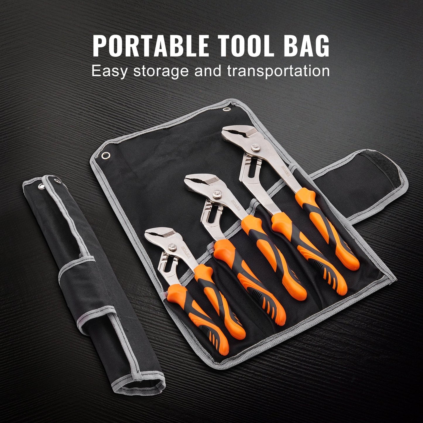 3-Piece Groove Joint Water Pump Pliers Set with TPR Handles, 1.25 kg