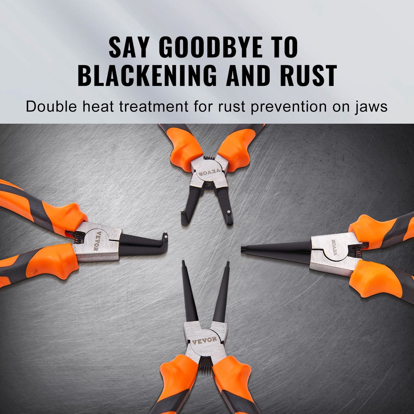 VEVOR Snap Ring Pliers Set, 4-Piece 1.8mm Tip Diameter, High Carbon Steel Straight