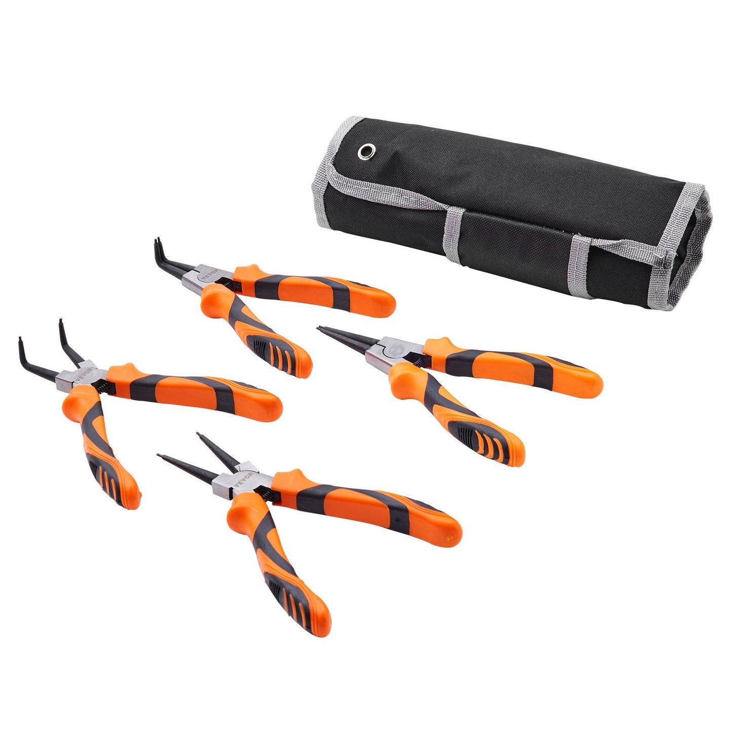 4-Piece Snap Ring Pliers Set, 1.8mm Tips, High Carbon Steel, with Tool Bag
