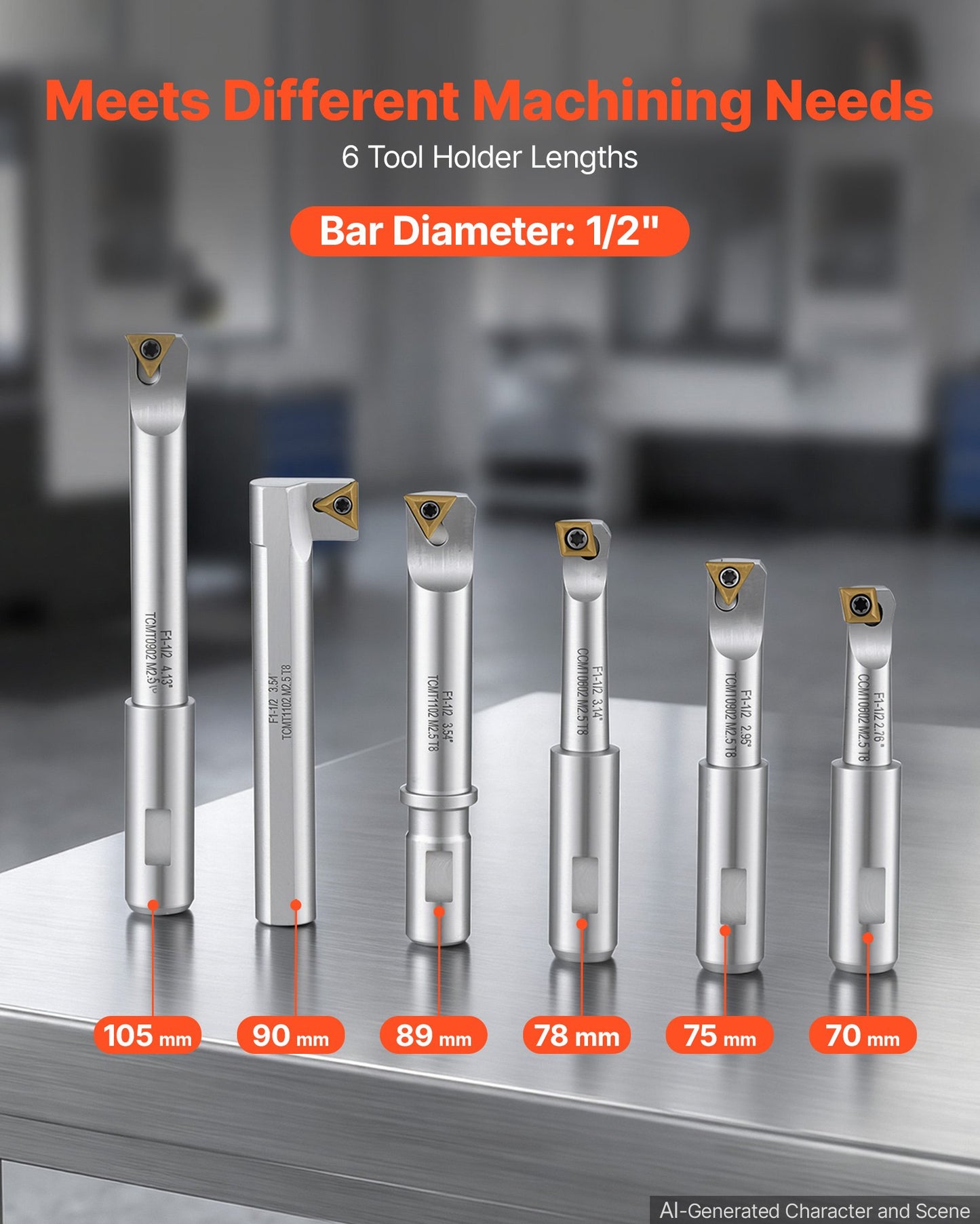 R8 Boring Head 2-Inch Indexable 8 Piece Boring Bar Set with R8 Shank, for Milling Machine Drill Press, 7/16" to 4-1/2", Precision Bore Diameter Adjustment, Hardened & Ground, Labeled Storage Box