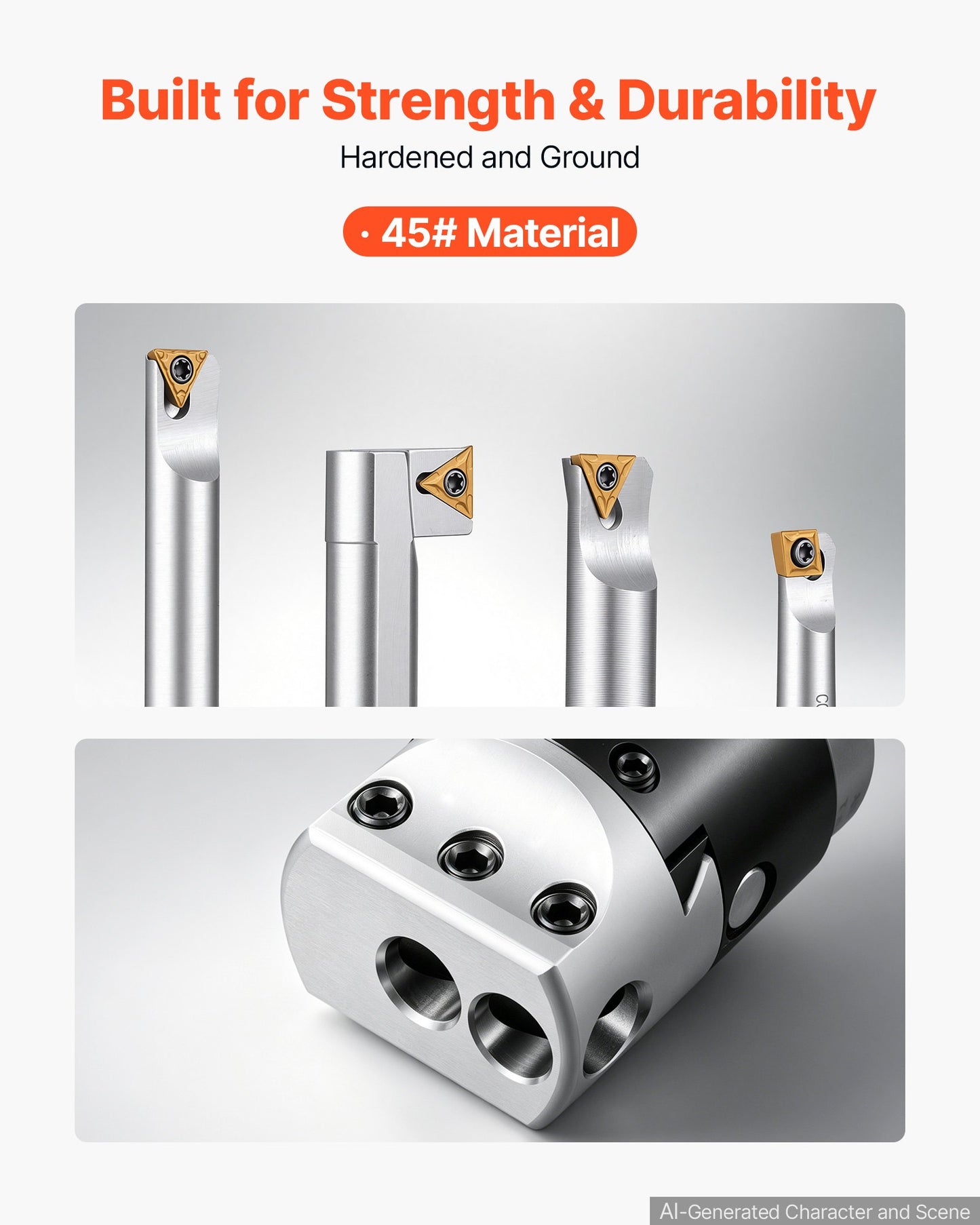 R8 Boring Head 2-Inch Indexable 8 Piece Boring Bar Set with R8 Shank, for Milling Machine Drill Press, 7/16" to 4-1/2", Precision Bore Diameter Adjustment, Hardened & Ground, Labeled Storage Box